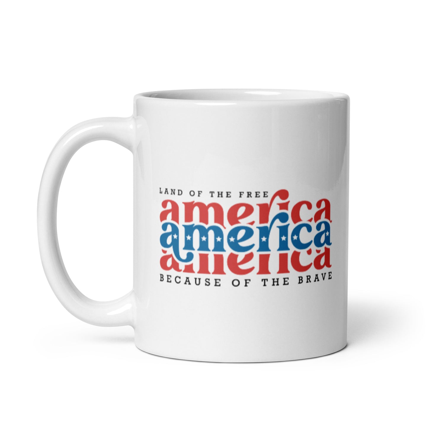 America Land of the Free White glossy mug