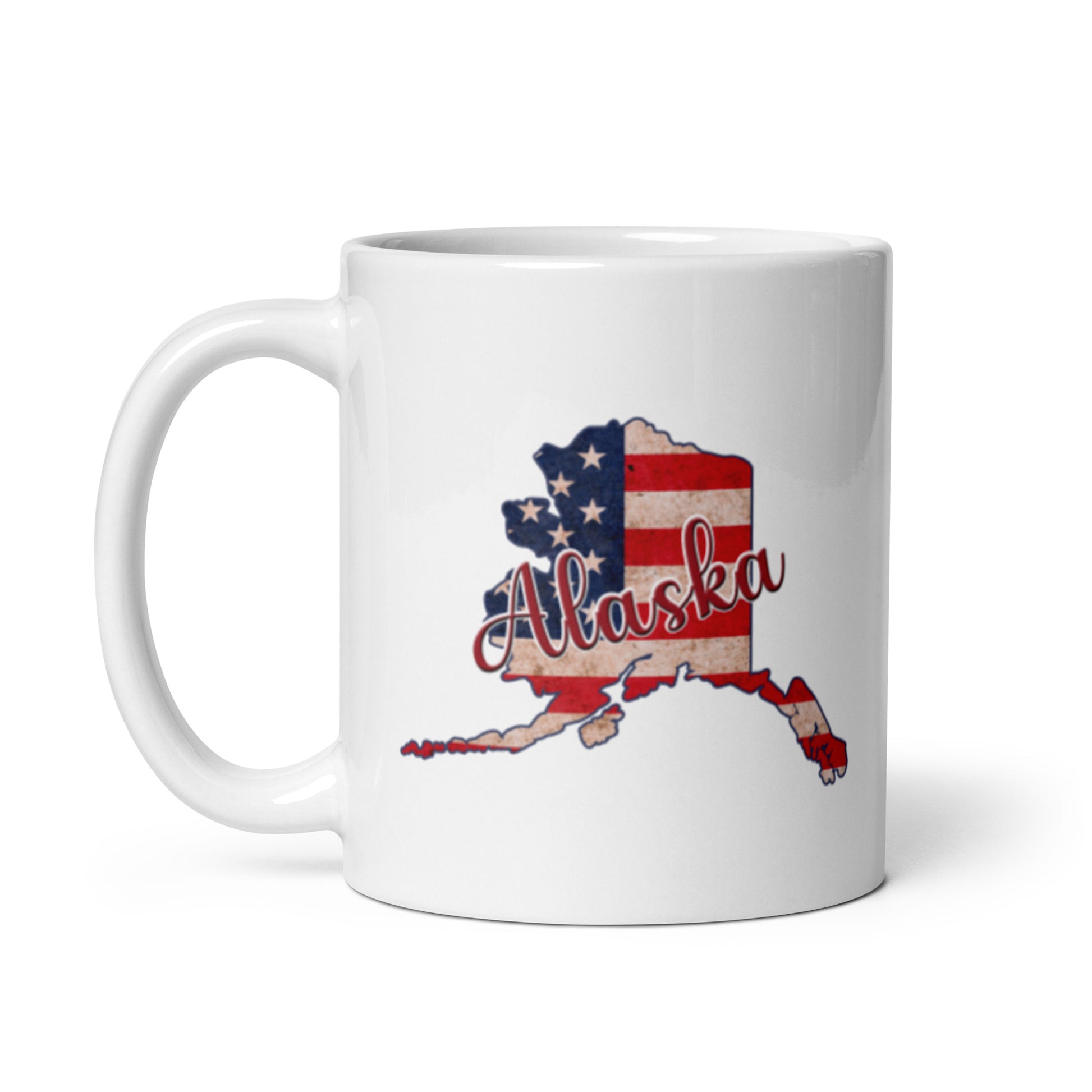 Alaska US Flag White Glossy Ceramic Mug