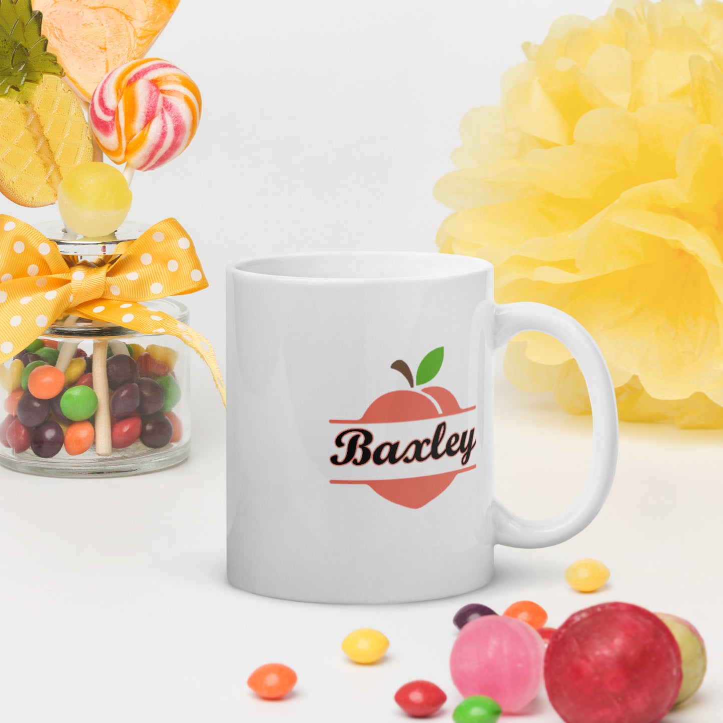 Baxley Georgia County on Large Heart White Glossy Ceramic Mug 11 oz and 15 oz
