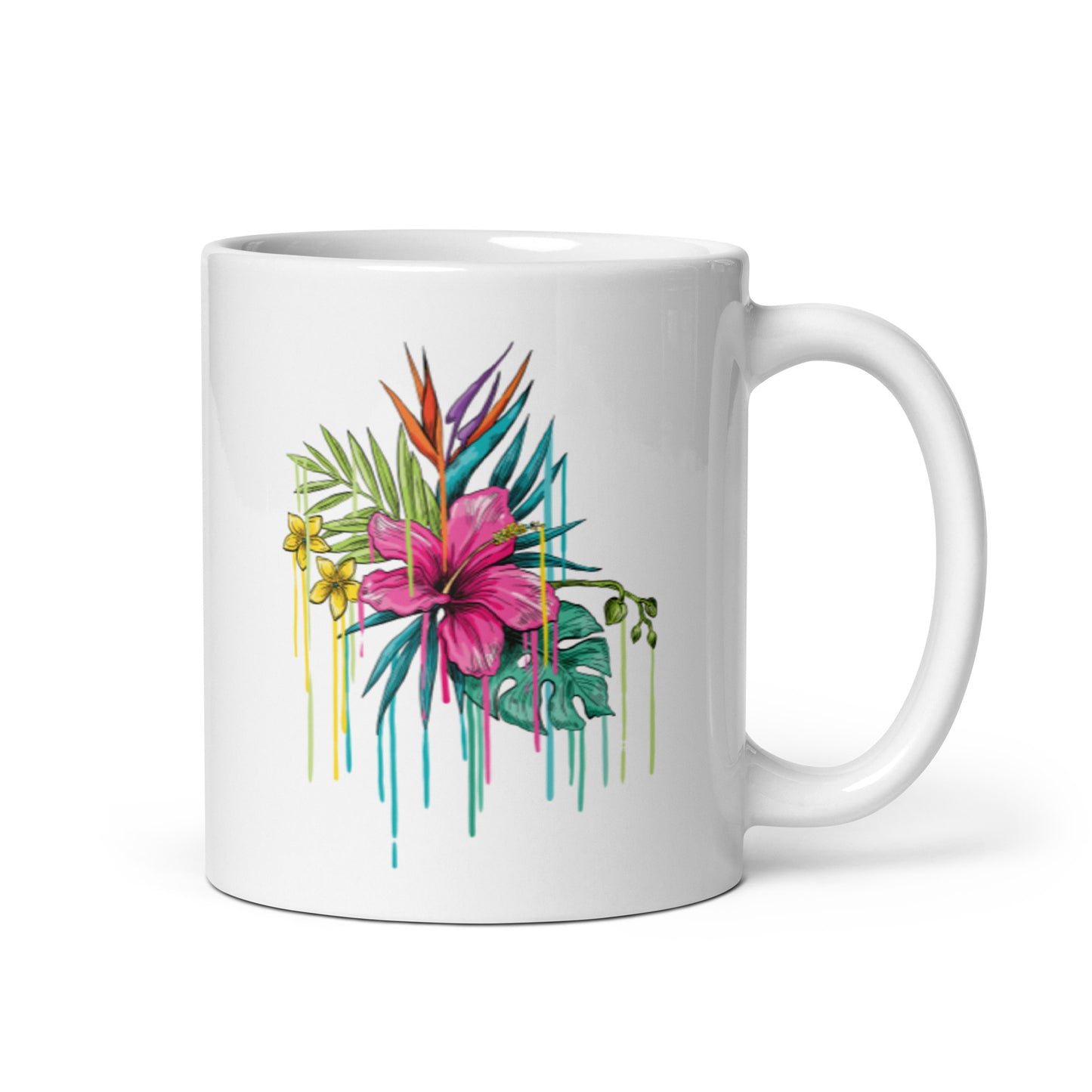 Pink Flower White glossy mug