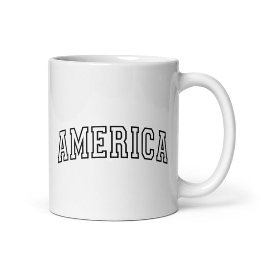 America Varsity Letters White glossy mug
