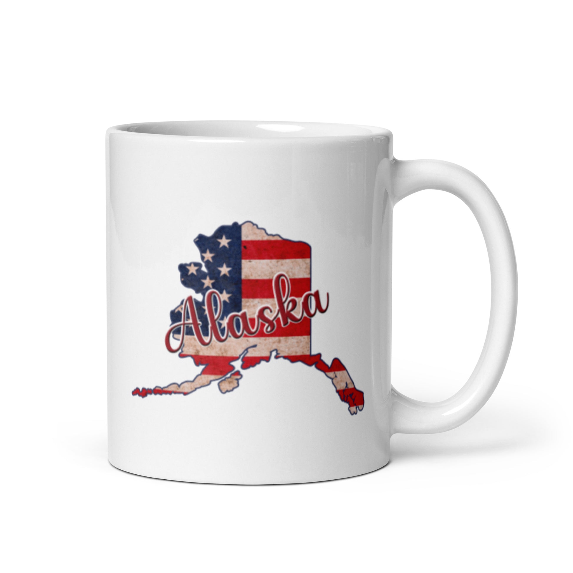 Alaska US Flag White Glossy Ceramic Mug
