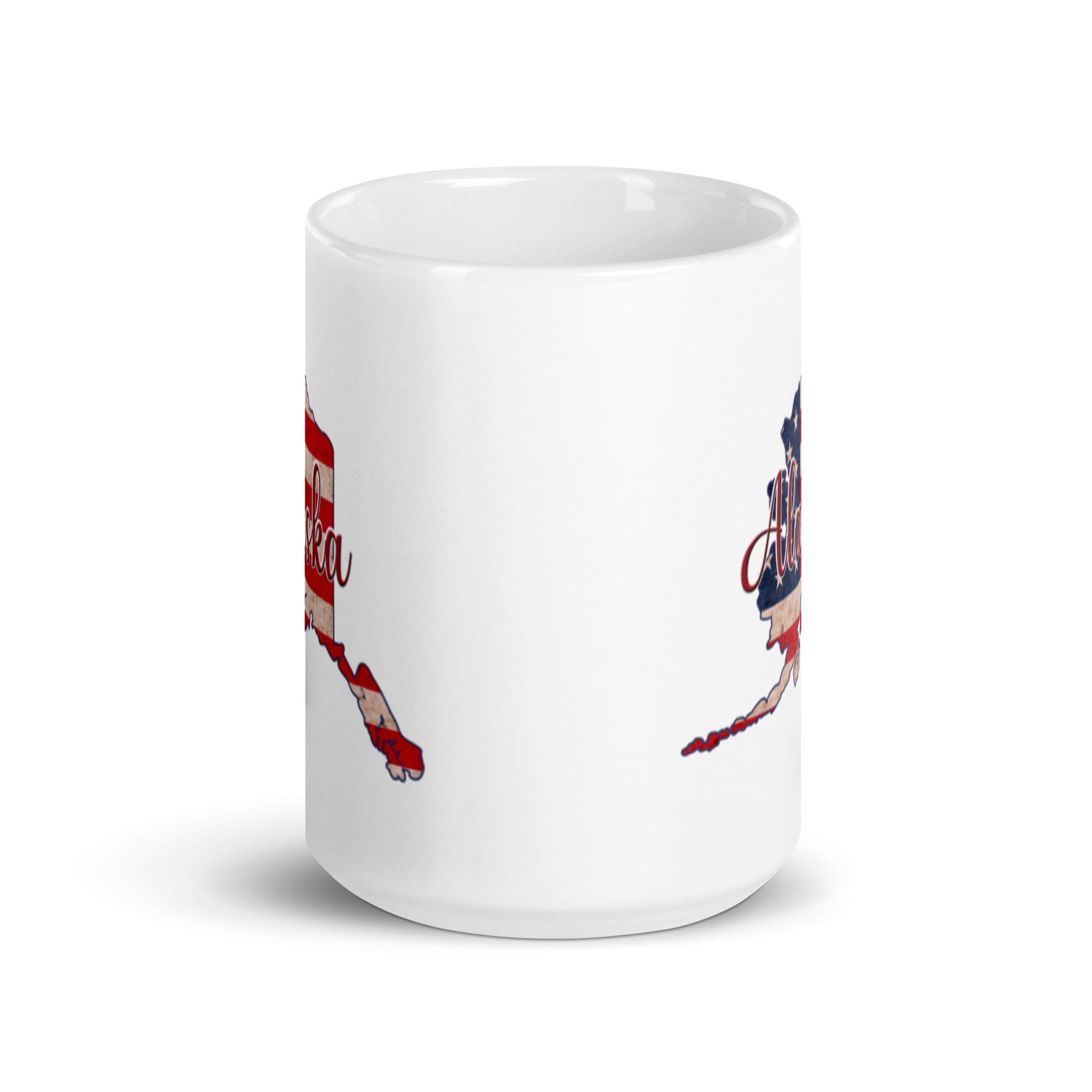 Alaska US Flag White Glossy Ceramic Mug