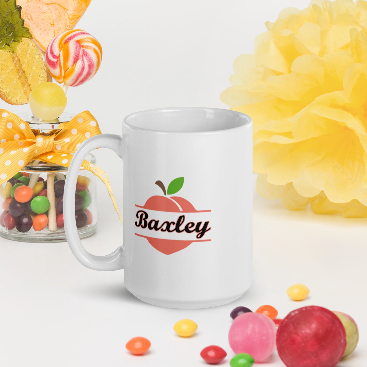Baxley Georgia County on Large Heart White Glossy Ceramic Mug 11 oz and 15 oz