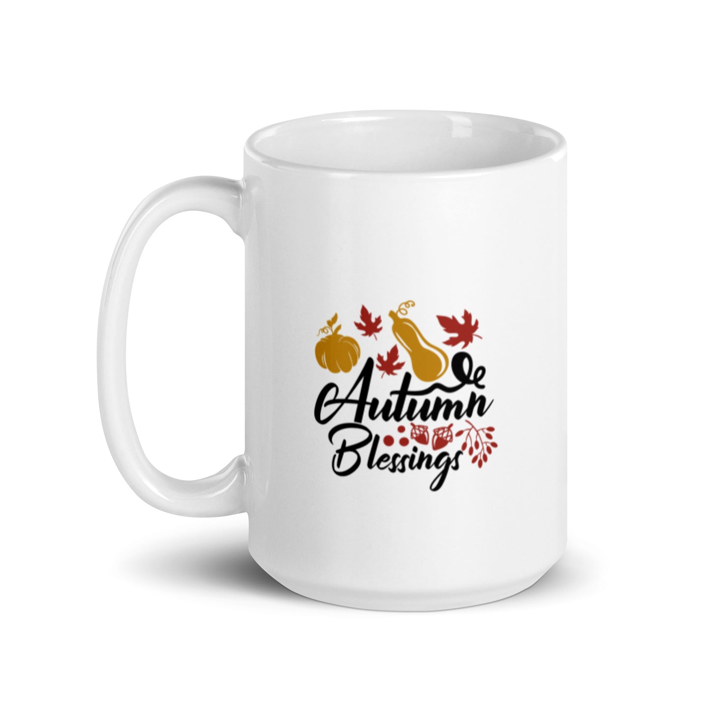 Autumn Blessings White glossy mug