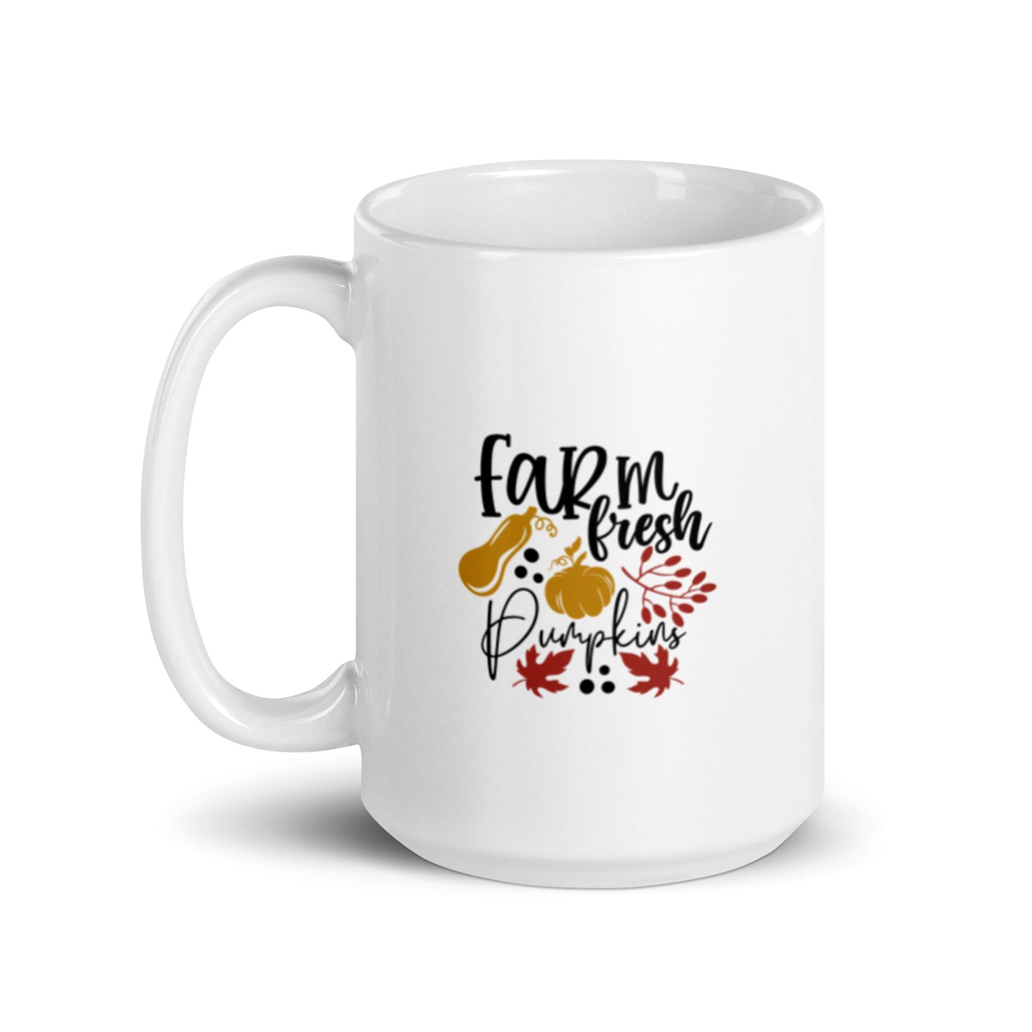 Farm Fresh Pumpkins White glossy mug