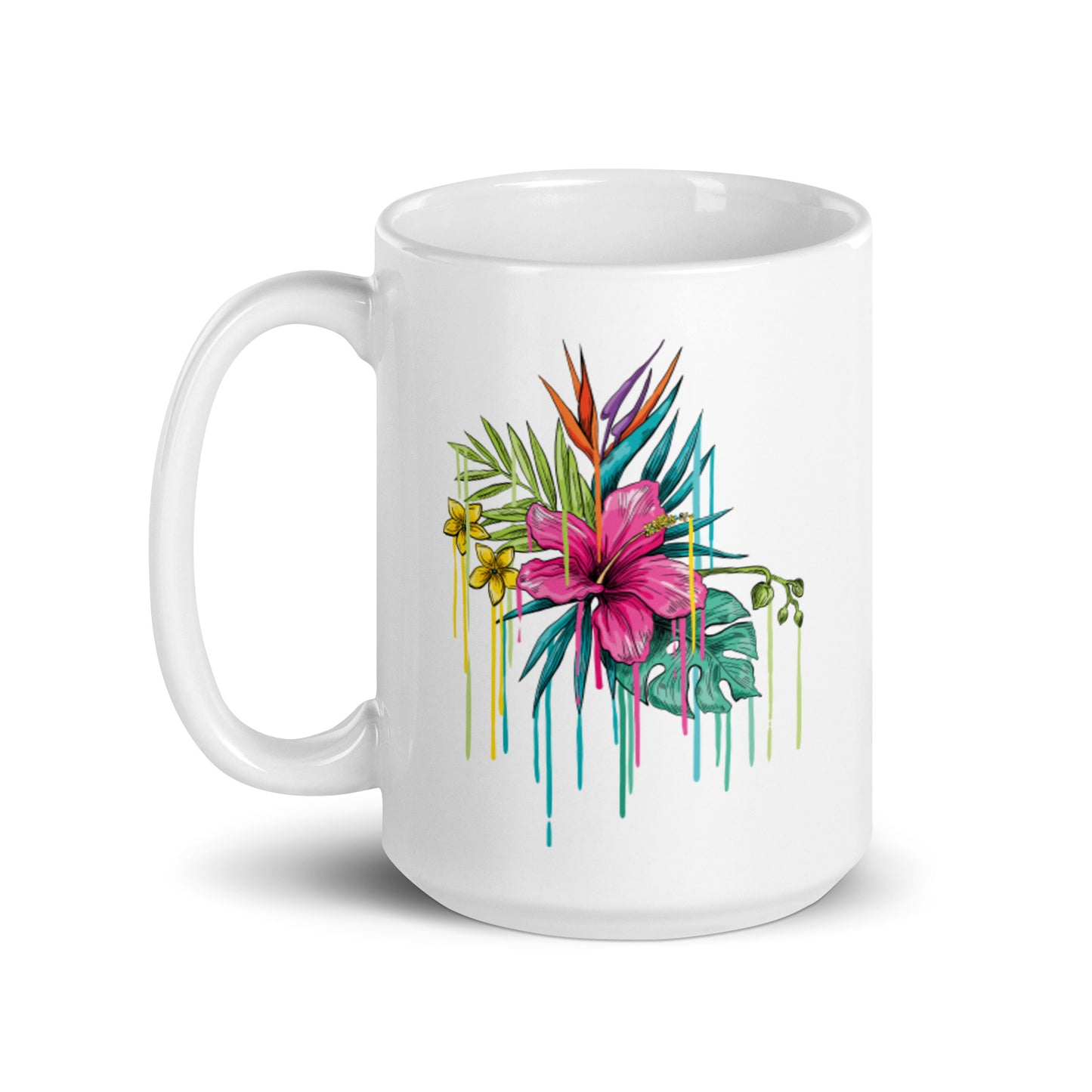 Pink Flower White glossy mug