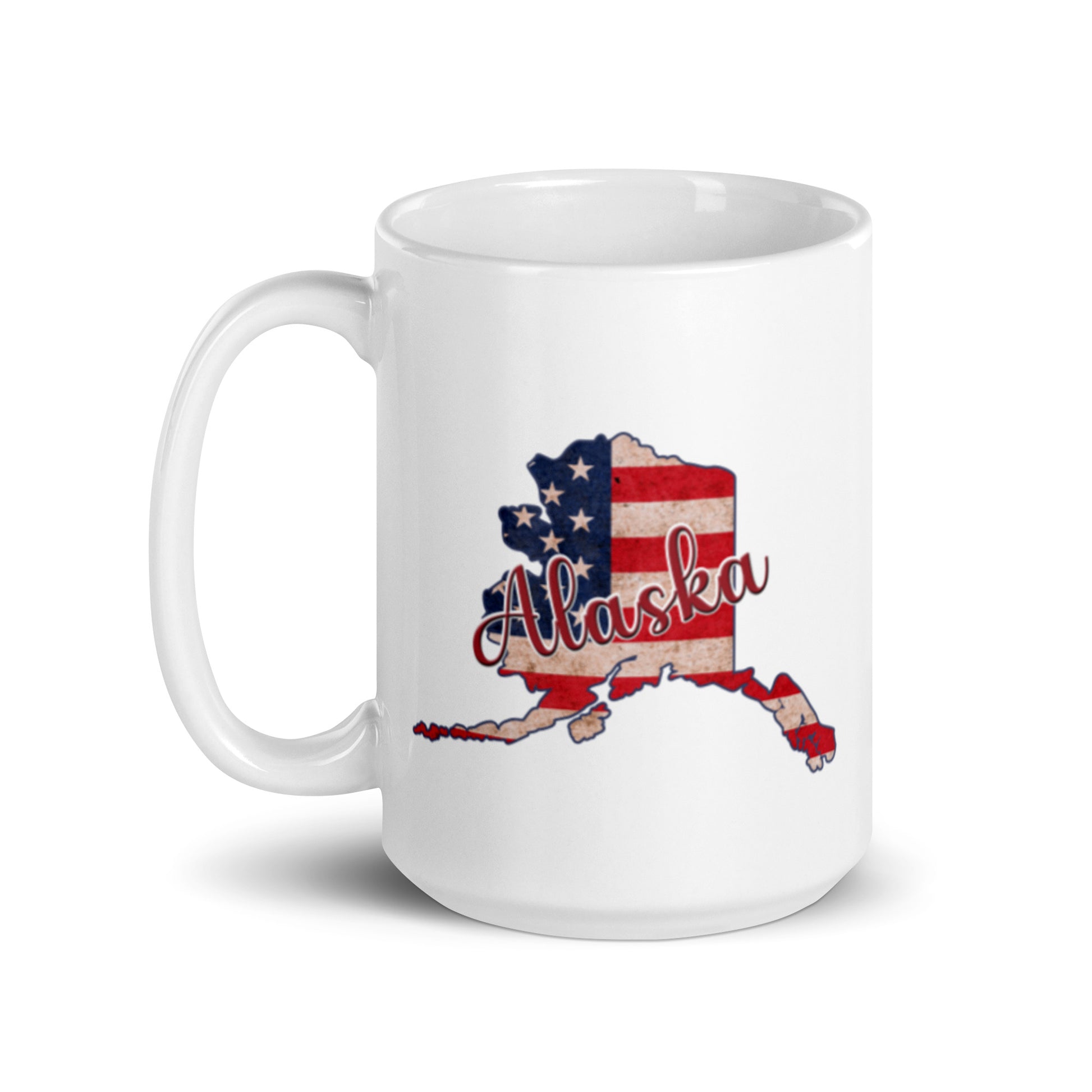 Alaska US Flag White Glossy Ceramic Mug