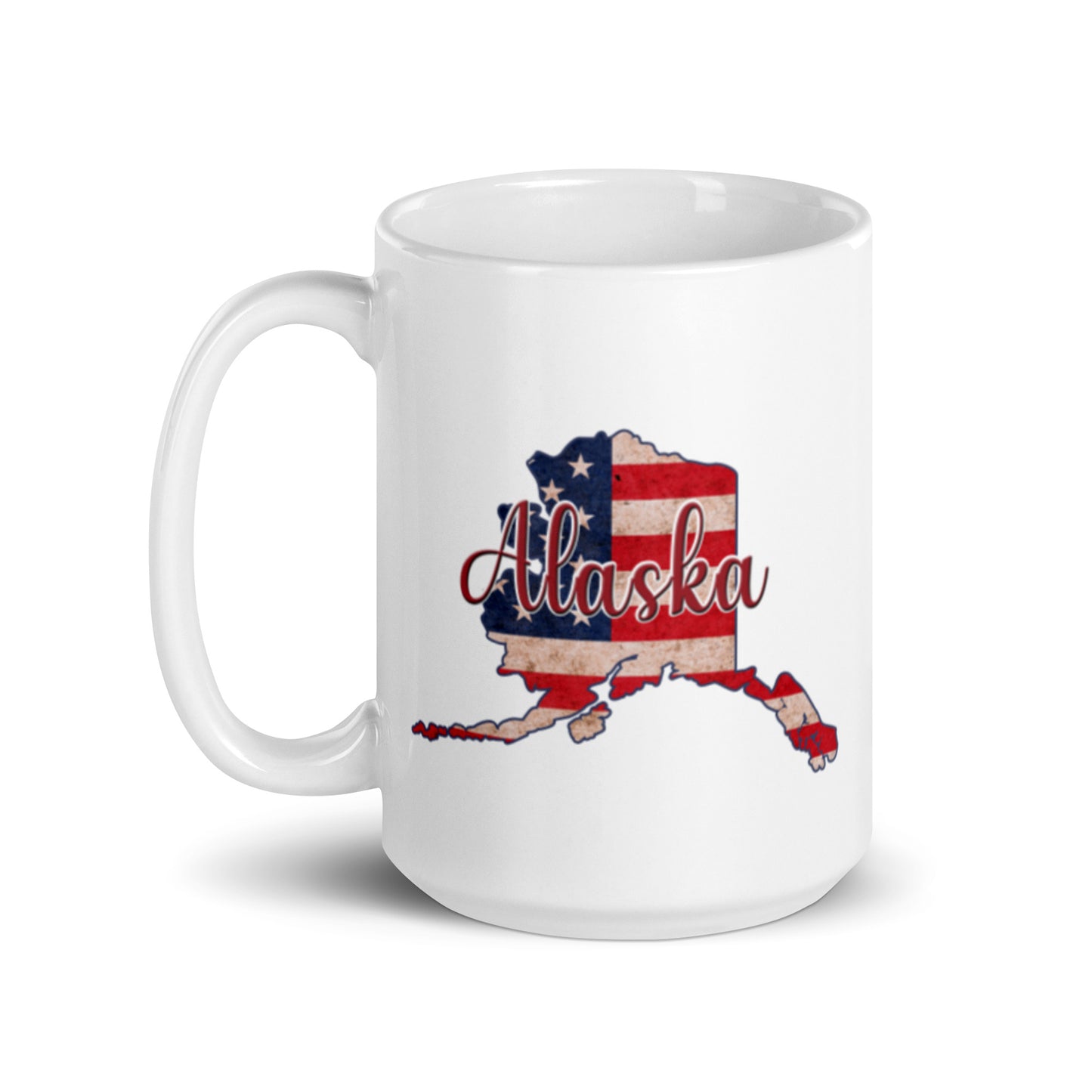Alaska US Flag White Glossy Ceramic Mug