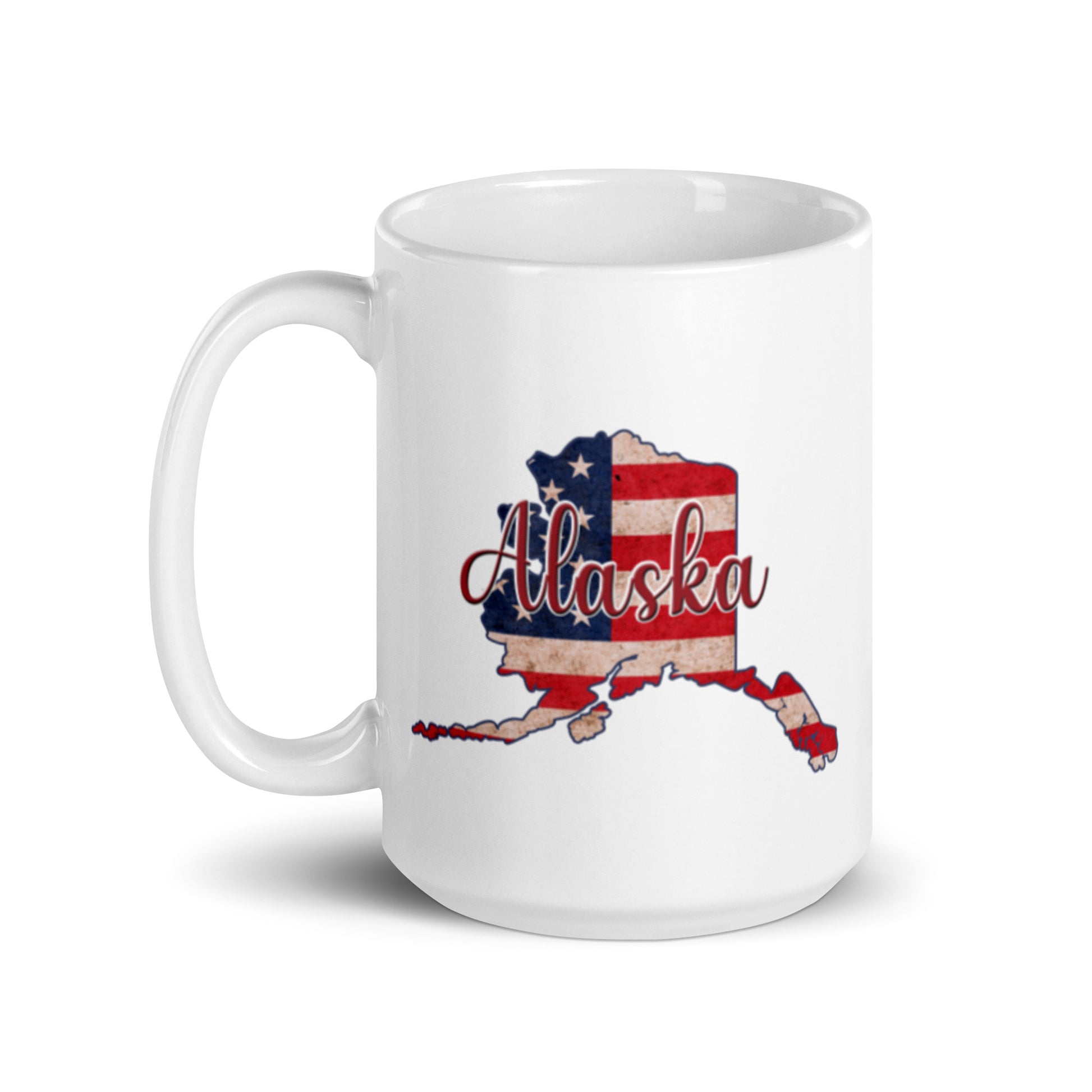 Alaska US Flag White Glossy Ceramic Mug