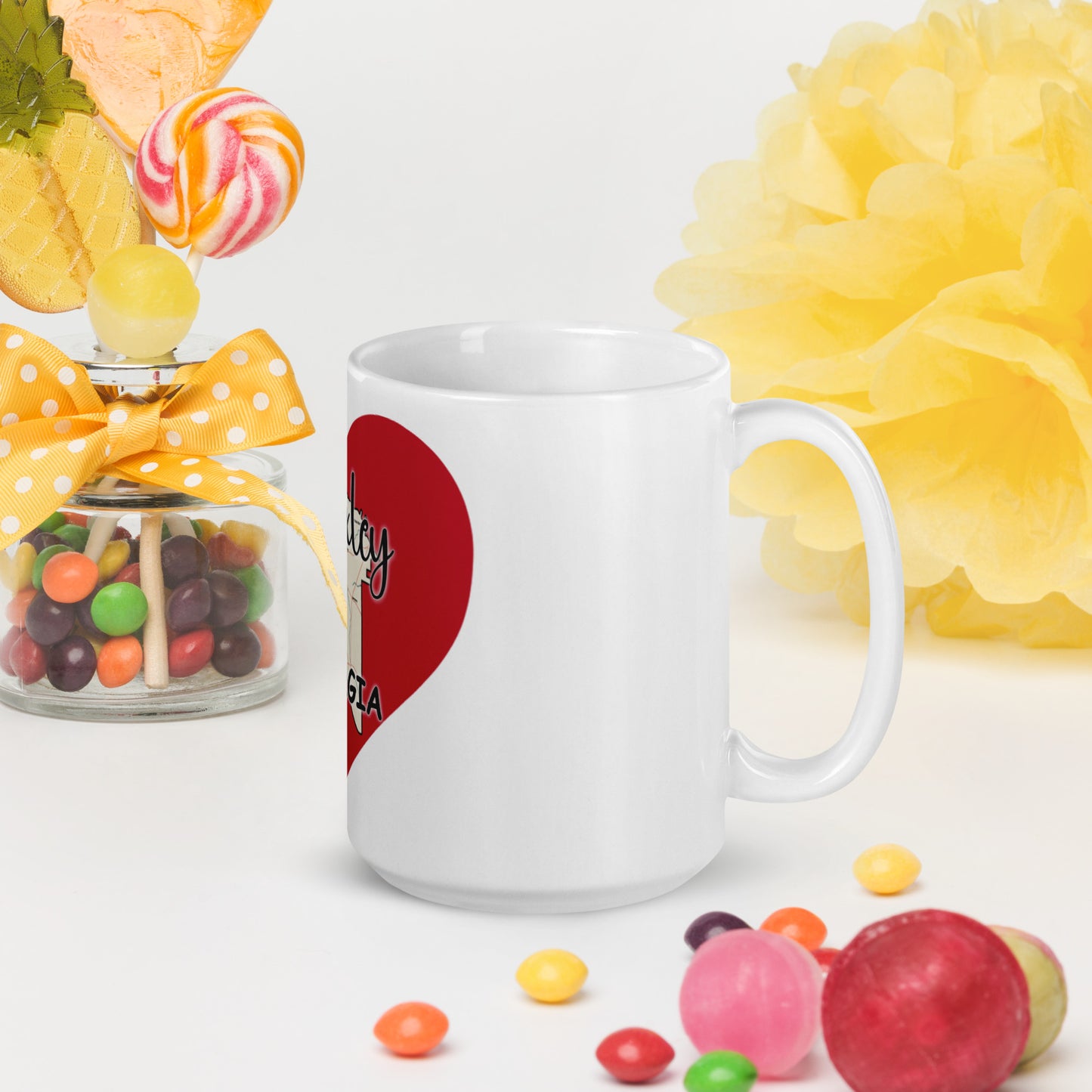 Baxley Georgia County on Large Heart White Glossy Ceramic Coffee Mug 11 oz and 15 oz