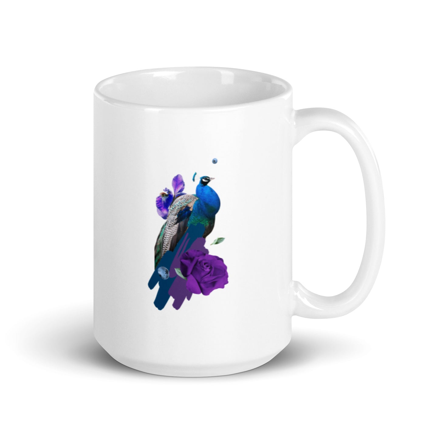 Peacock White glossy mug