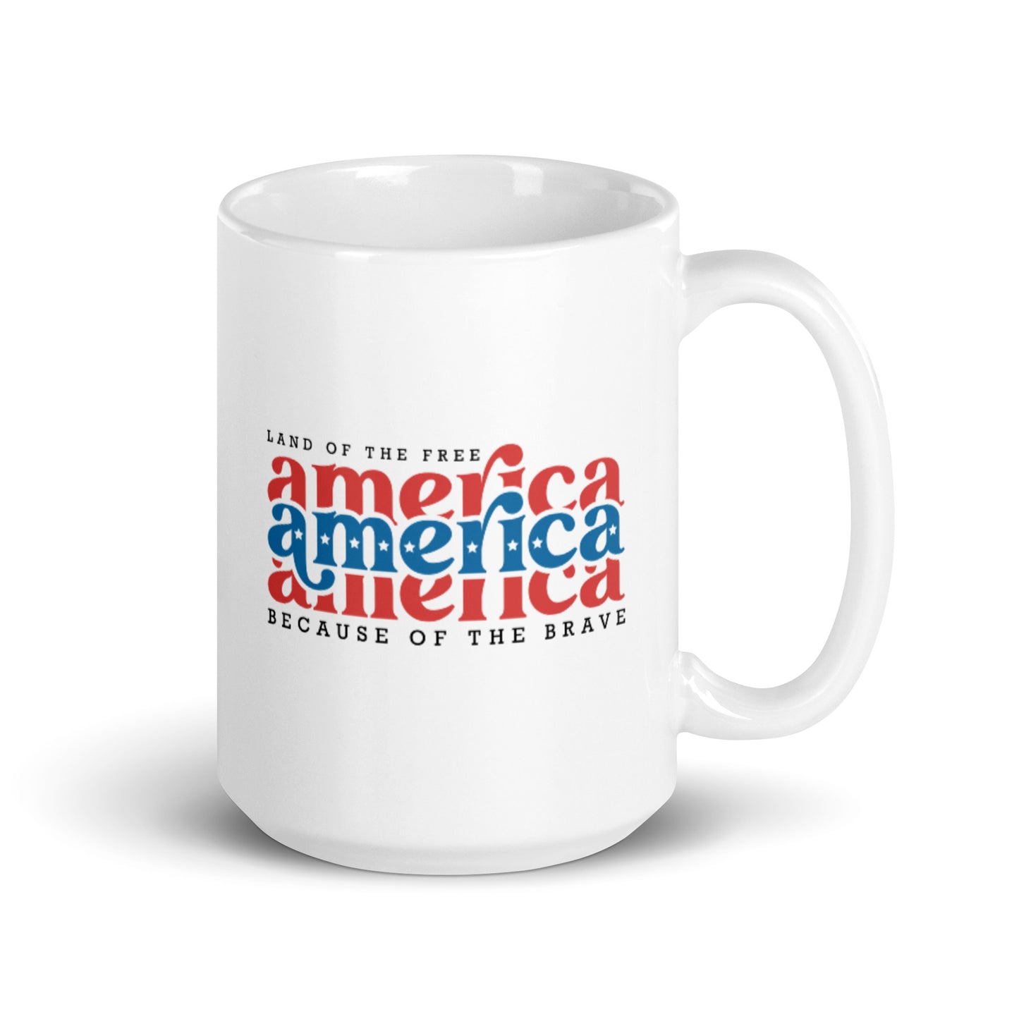 America Land of the Free White glossy mug