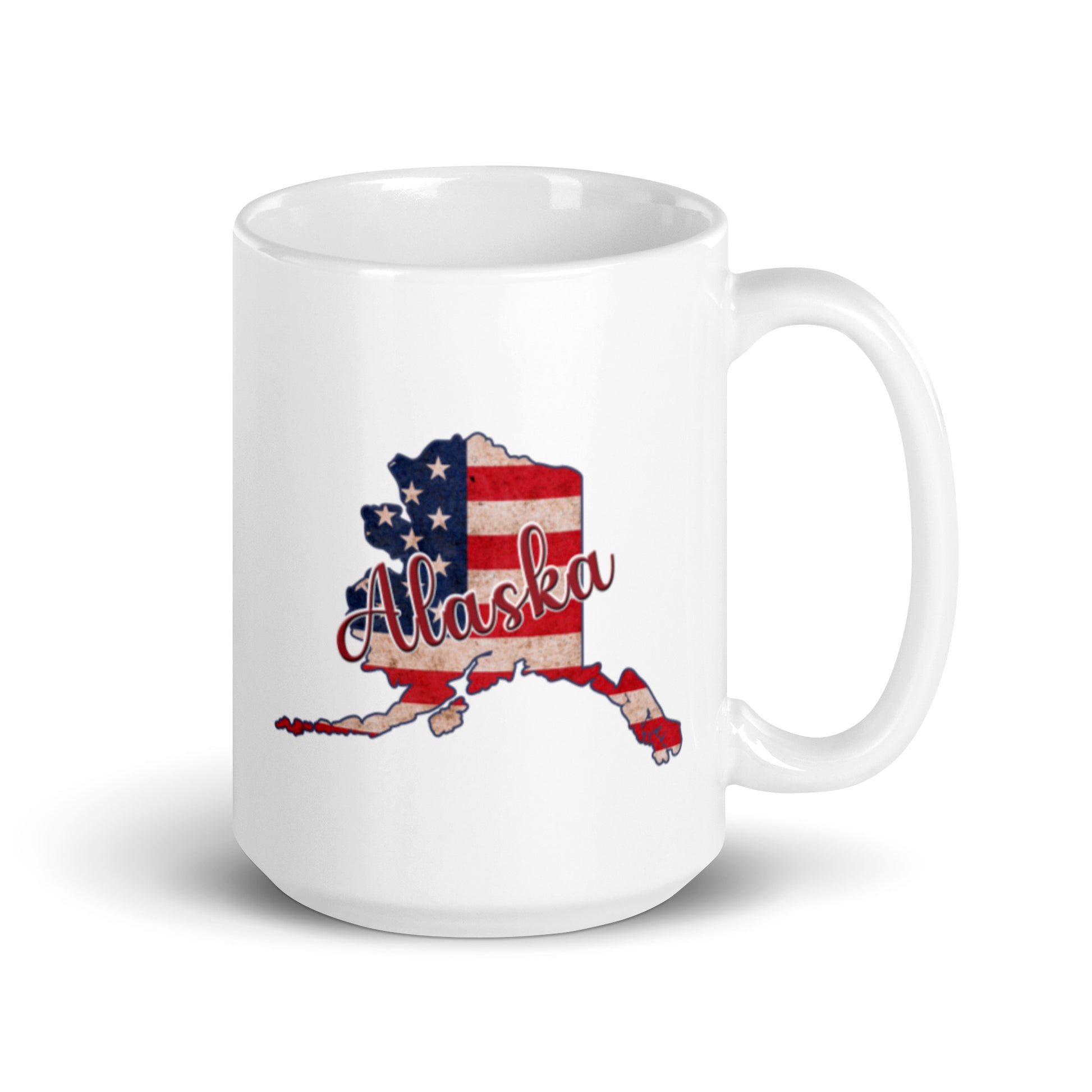 Alaska US Flag White Glossy Ceramic Mug