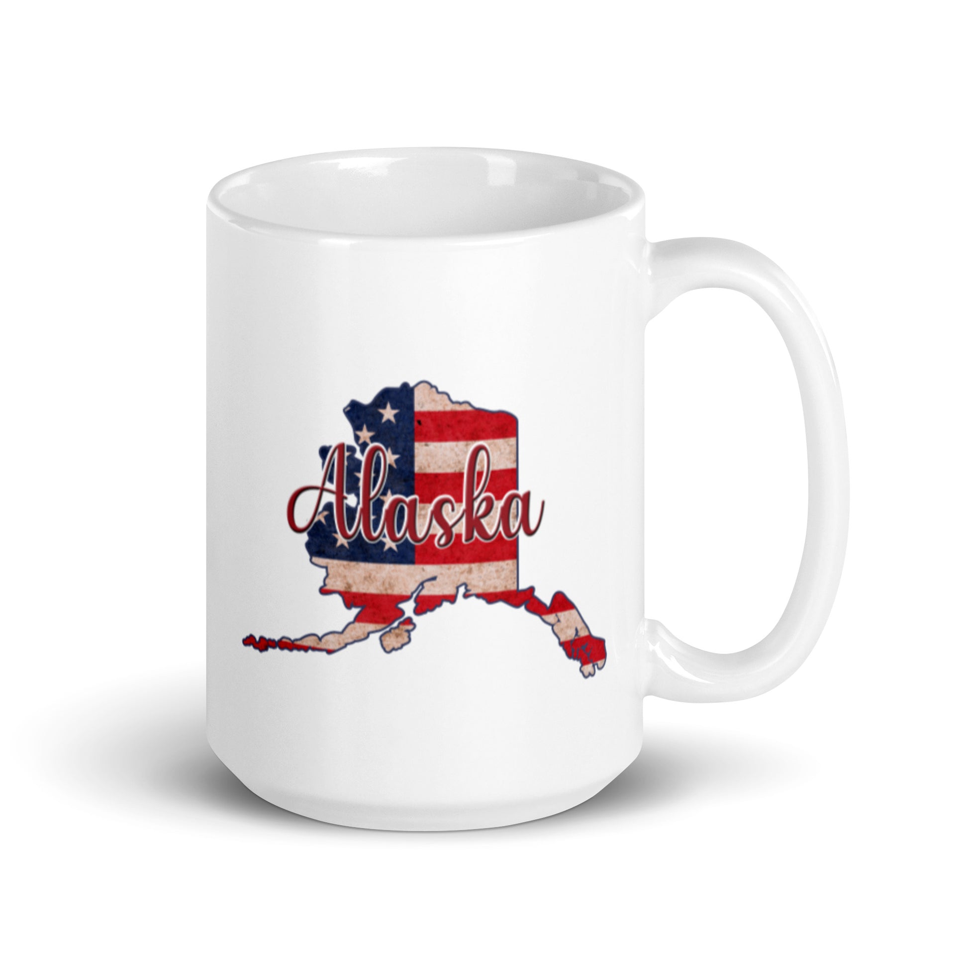 Alaska US Flag White Glossy Ceramic Mug
