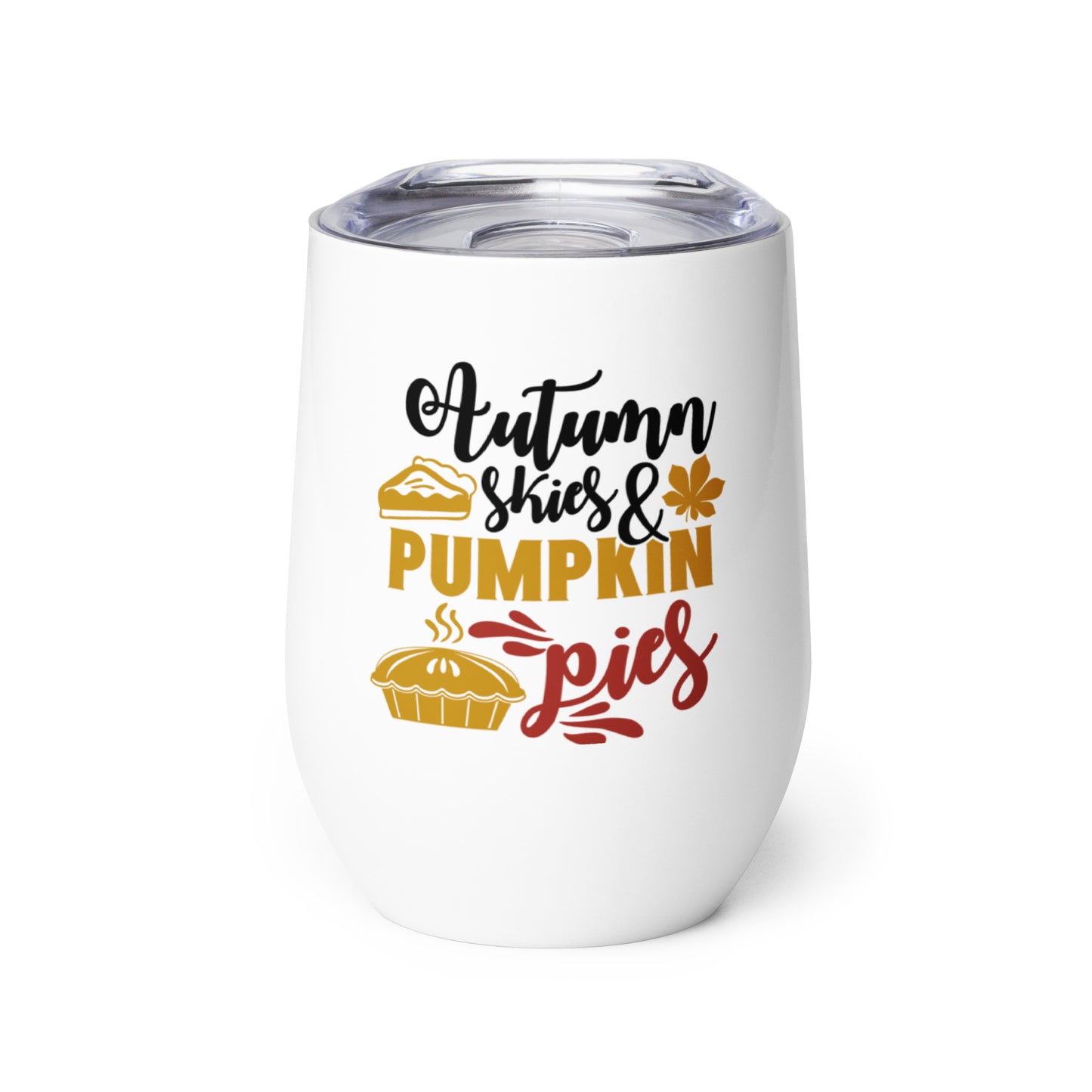 Autumn Skies & Pumpkin Pies Wine tumbler