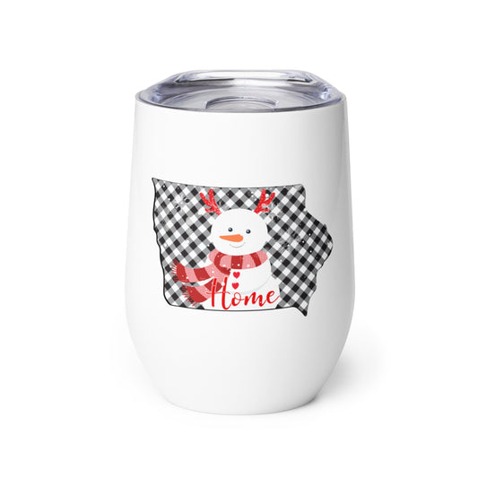 Iowa Gingham Snowman Wine tumbler