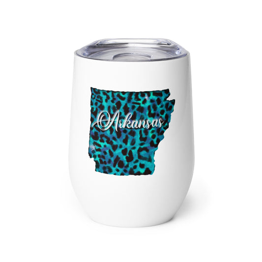Arkansas Blue Leopard Wine tumbler