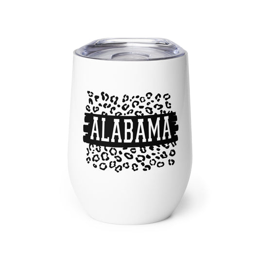 Alabama Black on Leopard Print Wine Tumbler