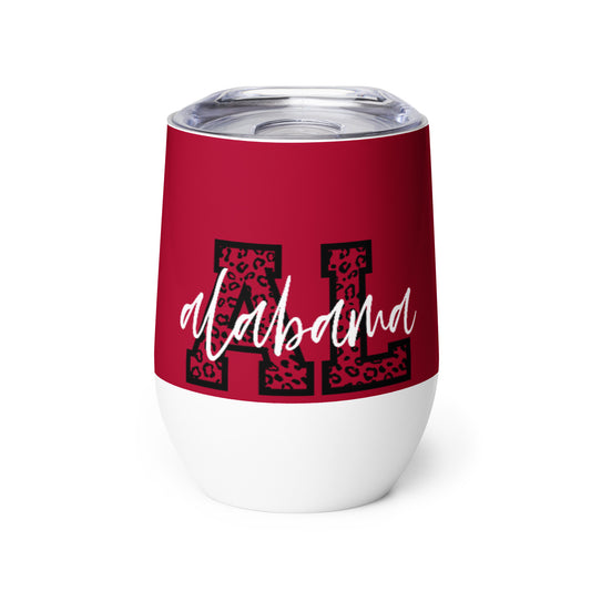 Alabama Script on Leopard AL Wine tumbler