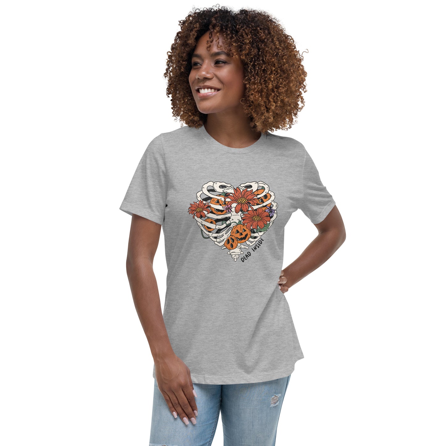 Skeleton Flower Heart Women's Relaxed T-Shirt Tee Tshirt