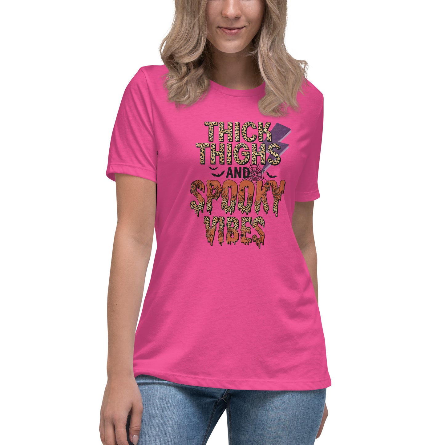 Thick Thighs Spooky Vibes Women's Relaxed T-Shirt Tee Tshirt