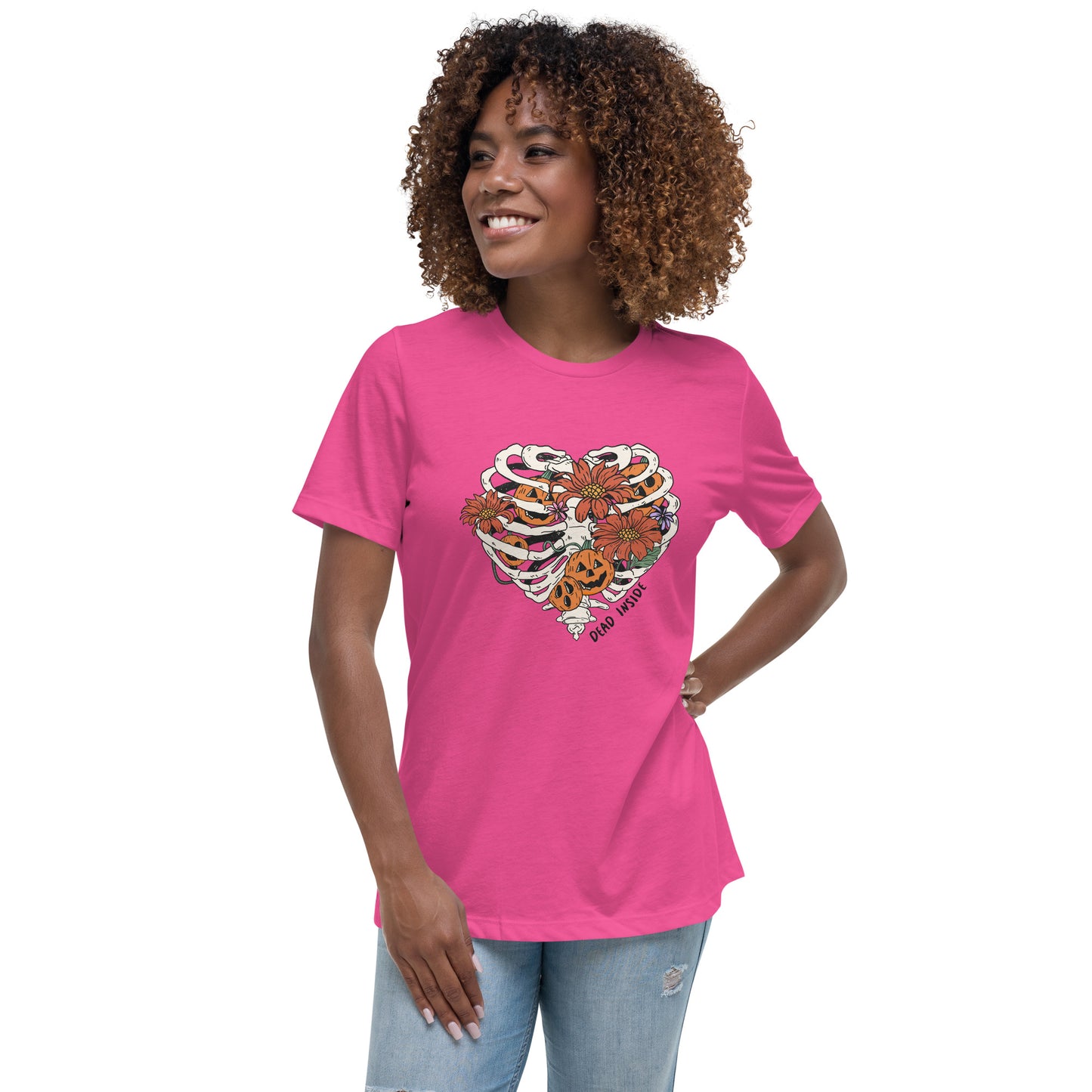 Skeleton Flower Heart Women's Relaxed T-Shirt Tee Tshirt