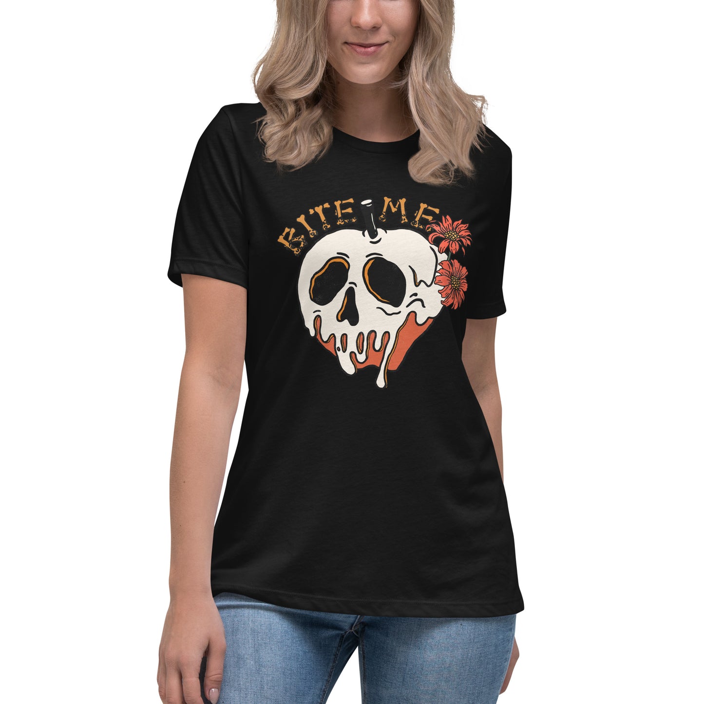 Bite Me Halloween Women's Relaxed T-Shirt Tee Tshirt