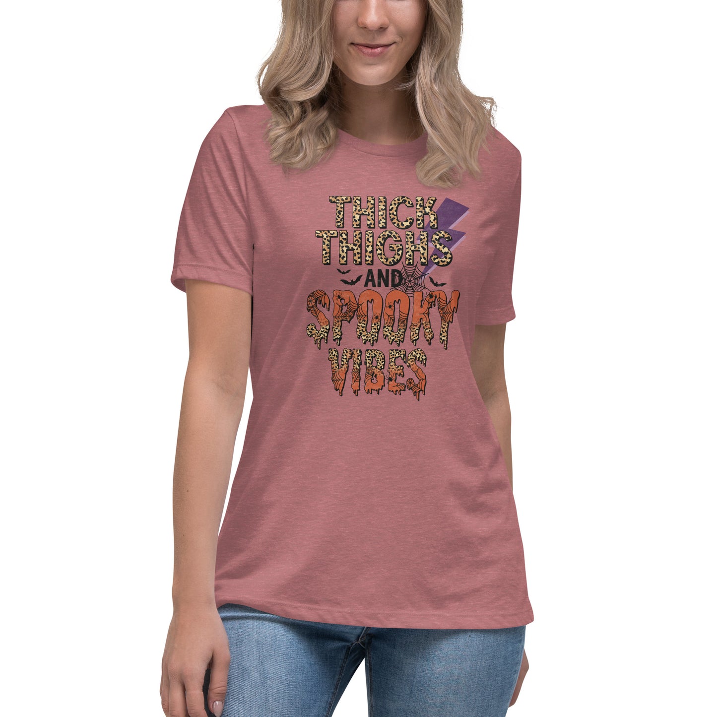 Thick Thighs Spooky Vibes Women's Relaxed T-Shirt Tee Tshirt