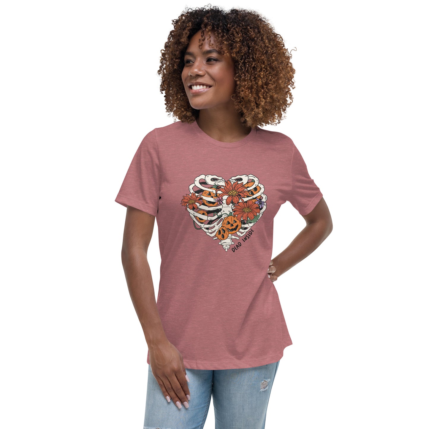 Skeleton Flower Heart Women's Relaxed T-Shirt Tee Tshirt