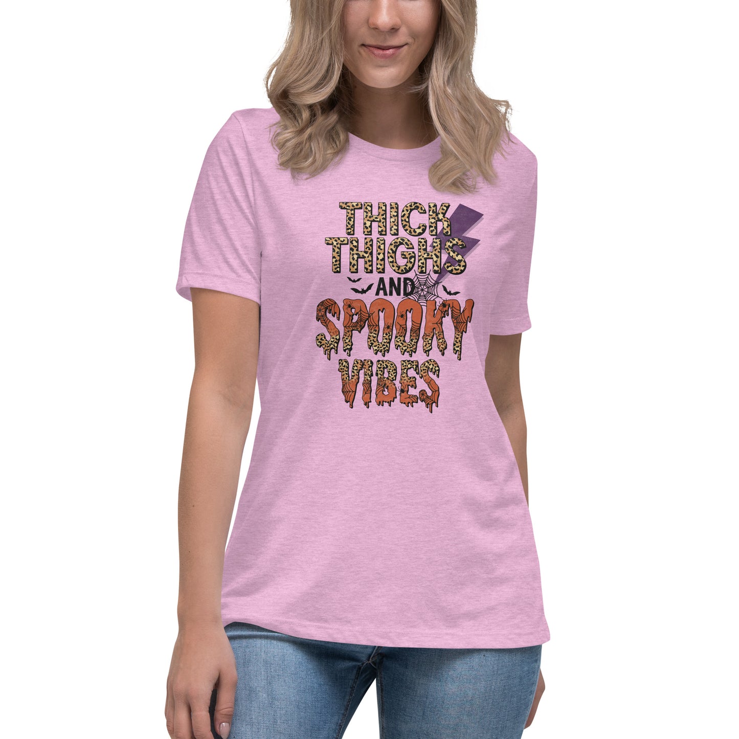 Thick Thighs Spooky Vibes Women's Relaxed T-Shirt Tee Tshirt