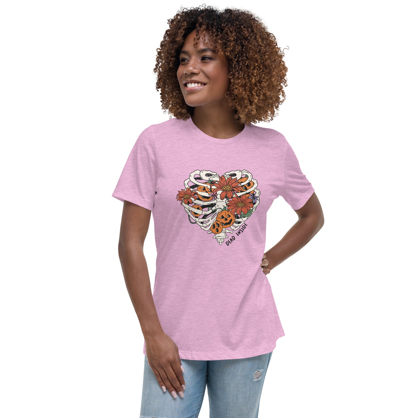 Skeleton Flower Heart Women's Relaxed T-Shirt Tee Tshirt