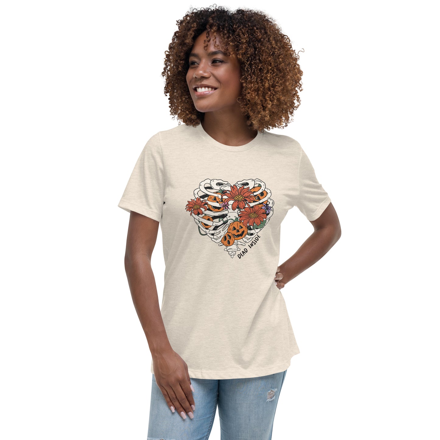 Skeleton Flower Heart Women's Relaxed T-Shirt Tee Tshirt