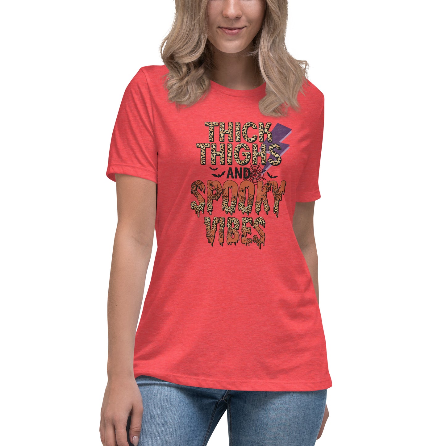 Thick Thighs Spooky Vibes Women's Relaxed T-Shirt Tee Tshirt