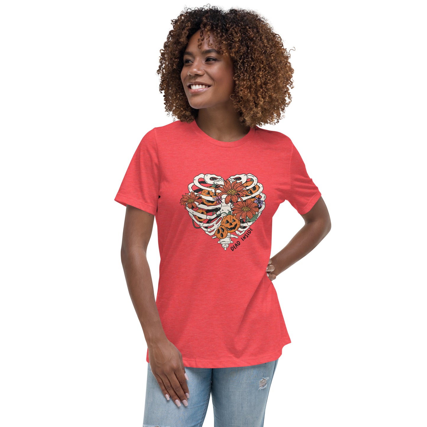 Skeleton Flower Heart Women's Relaxed T-Shirt Tee Tshirt