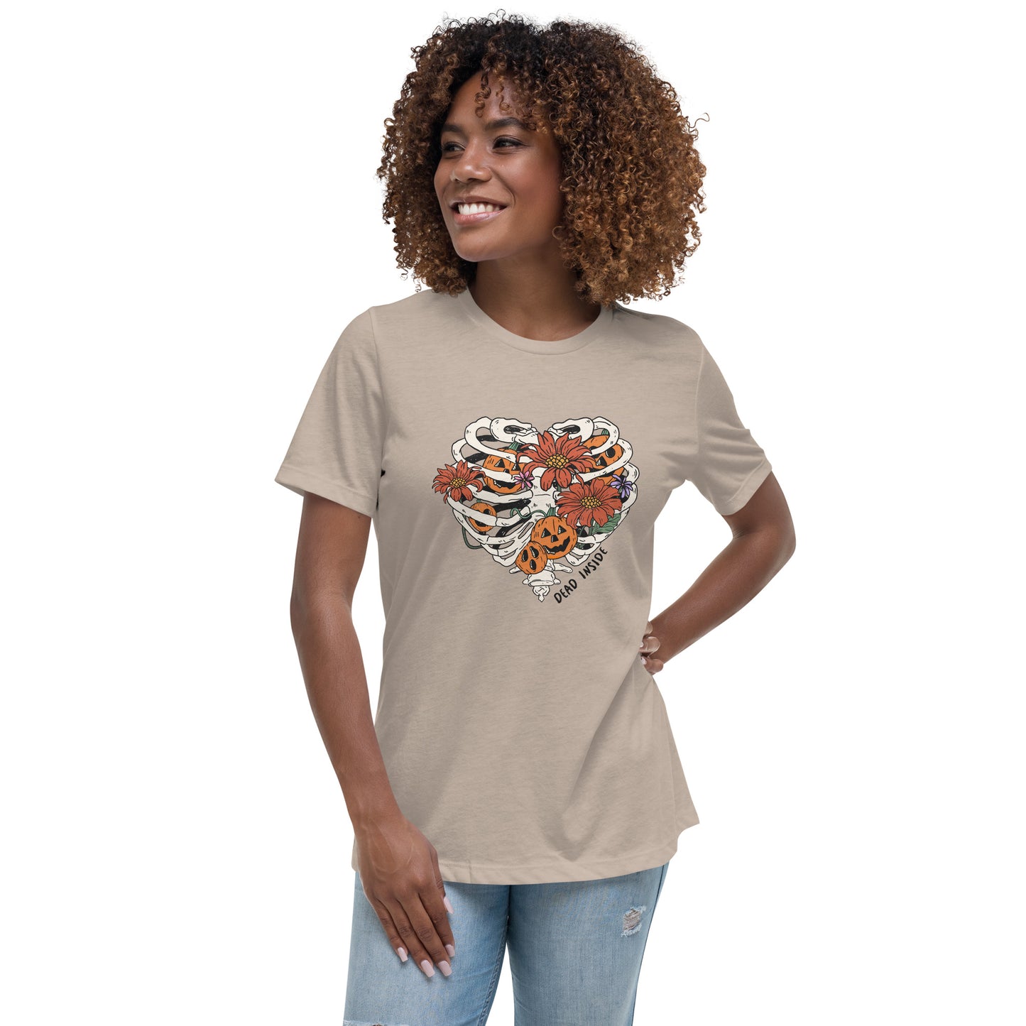 Skeleton Flower Heart Women's Relaxed T-Shirt Tee Tshirt