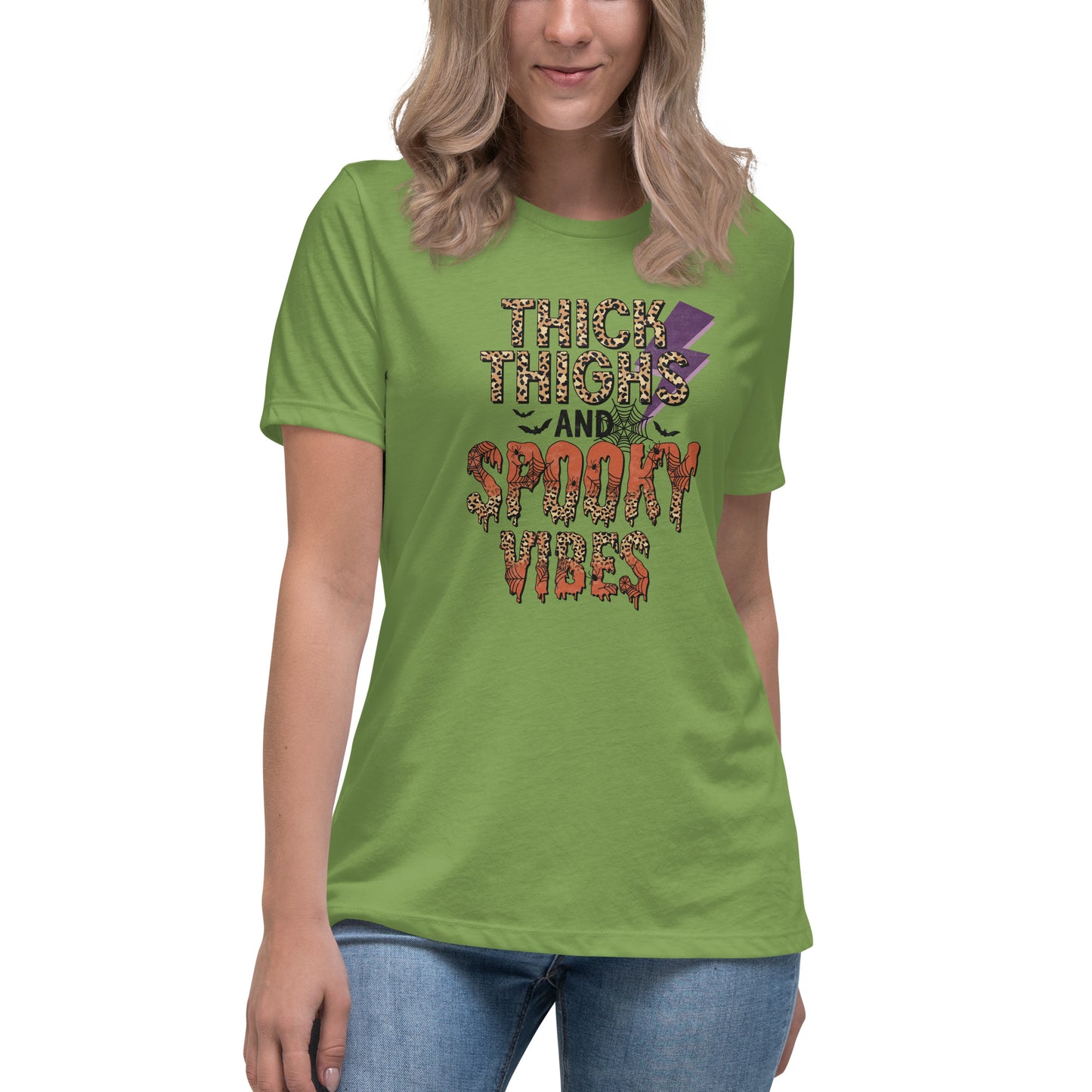 Thick Thighs Spooky Vibes Women's Relaxed T-Shirt Tee Tshirt