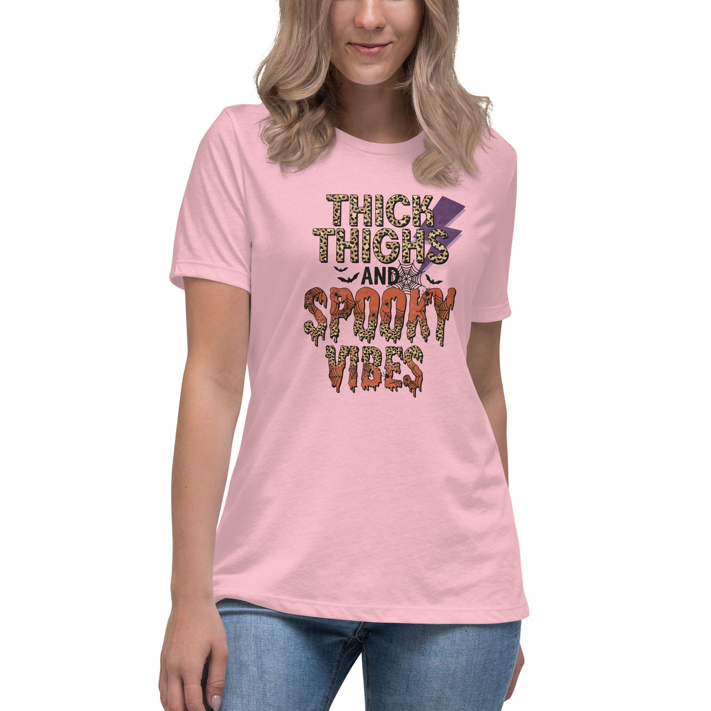 Thick Thighs Spooky Vibes Women's Relaxed T-Shirt Tee Tshirt