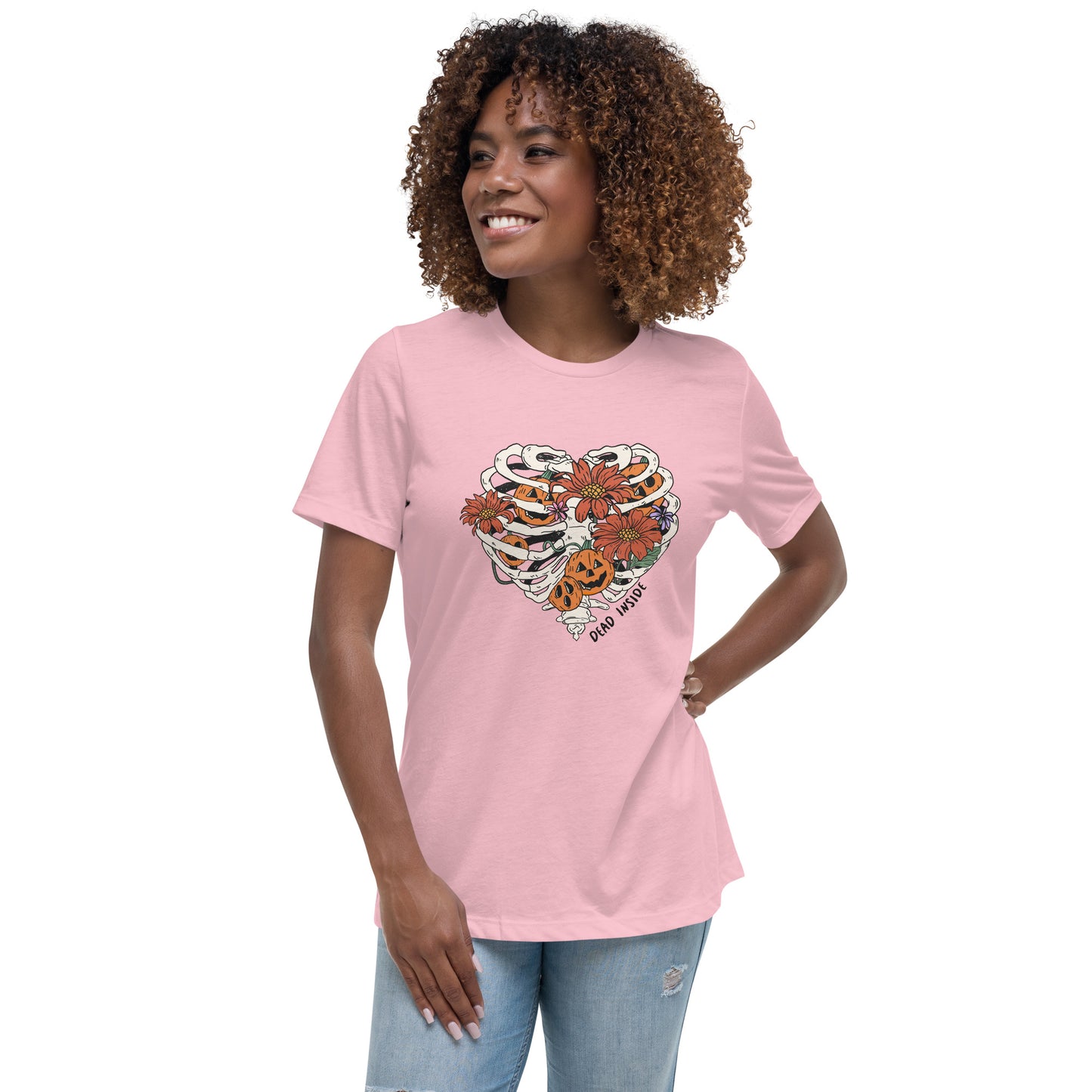 Skeleton Flower Heart Women's Relaxed T-Shirt Tee Tshirt