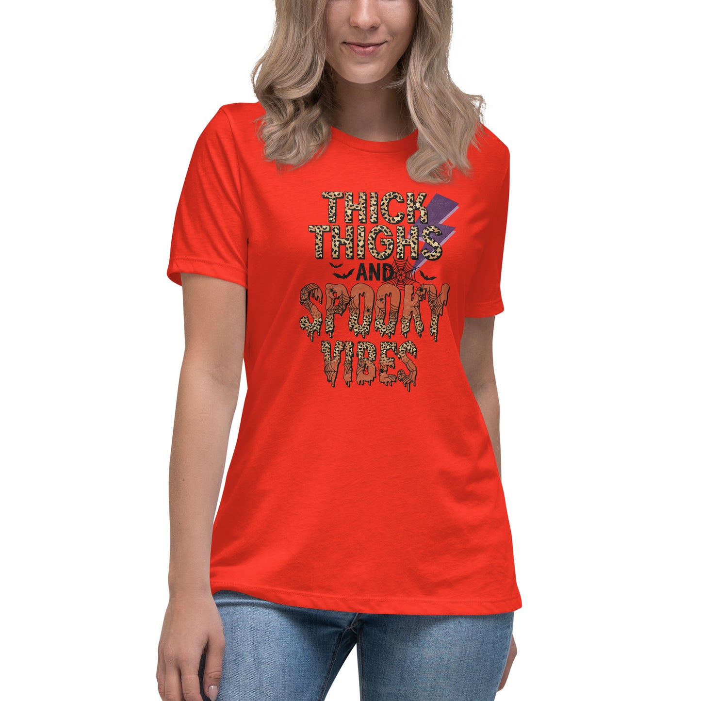 Thick Thighs Spooky Vibes Women's Relaxed T-Shirt Tee Tshirt