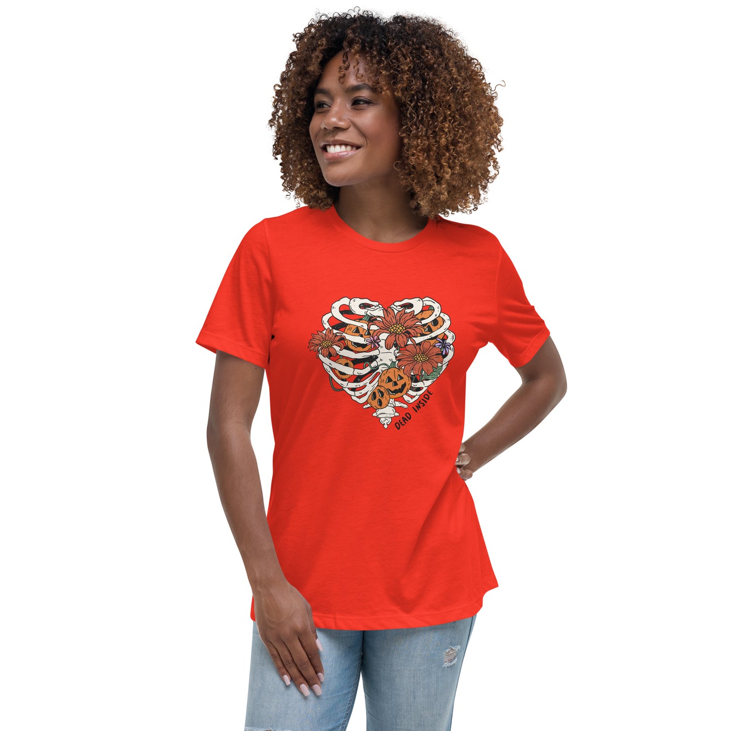 Skeleton Flower Heart Women's Relaxed T-Shirt Tee Tshirt