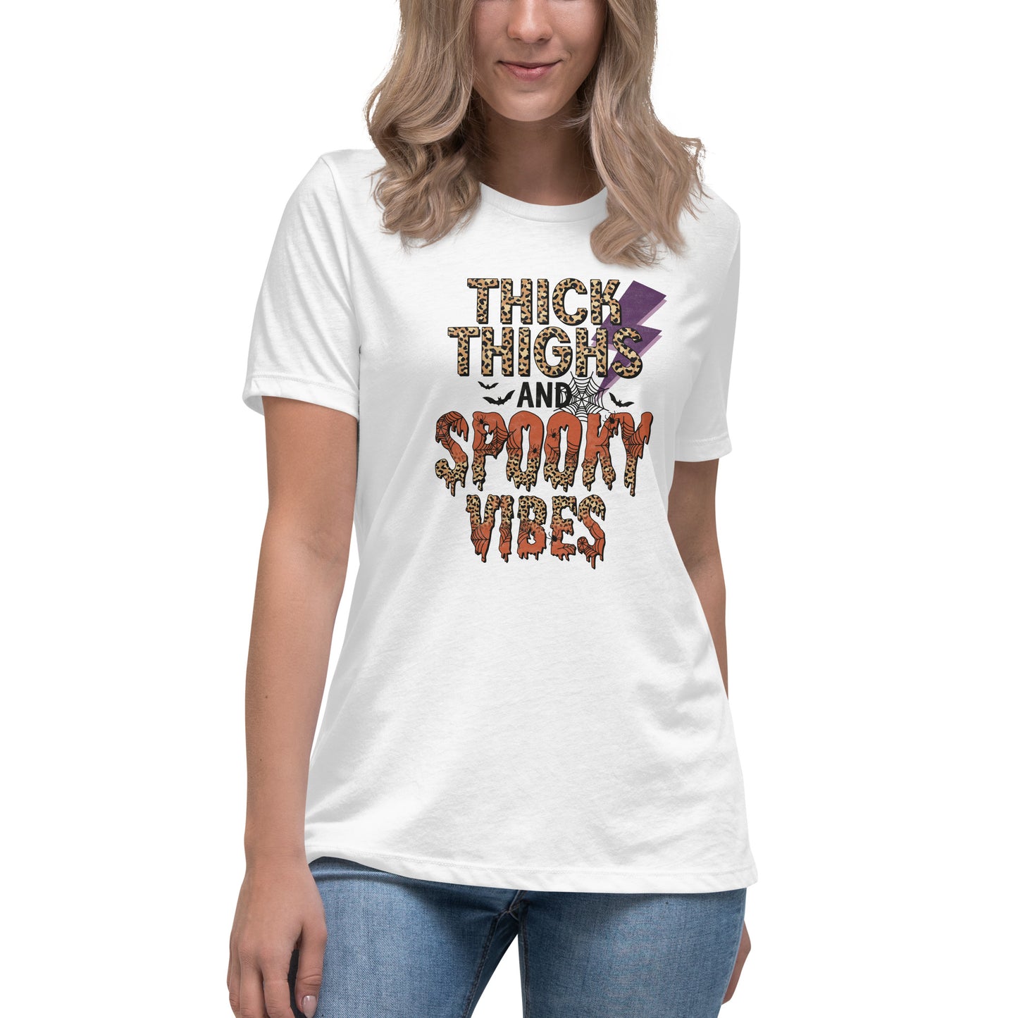 Thick Thighs Spooky Vibes Women's Relaxed T-Shirt Tee Tshirt