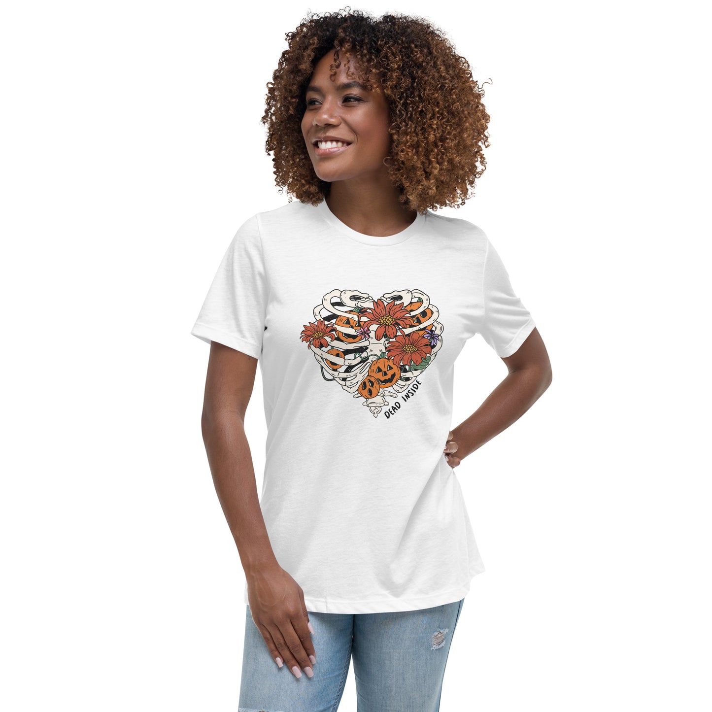 Skeleton Flower Heart Women's Relaxed T-Shirt Tee Tshirt