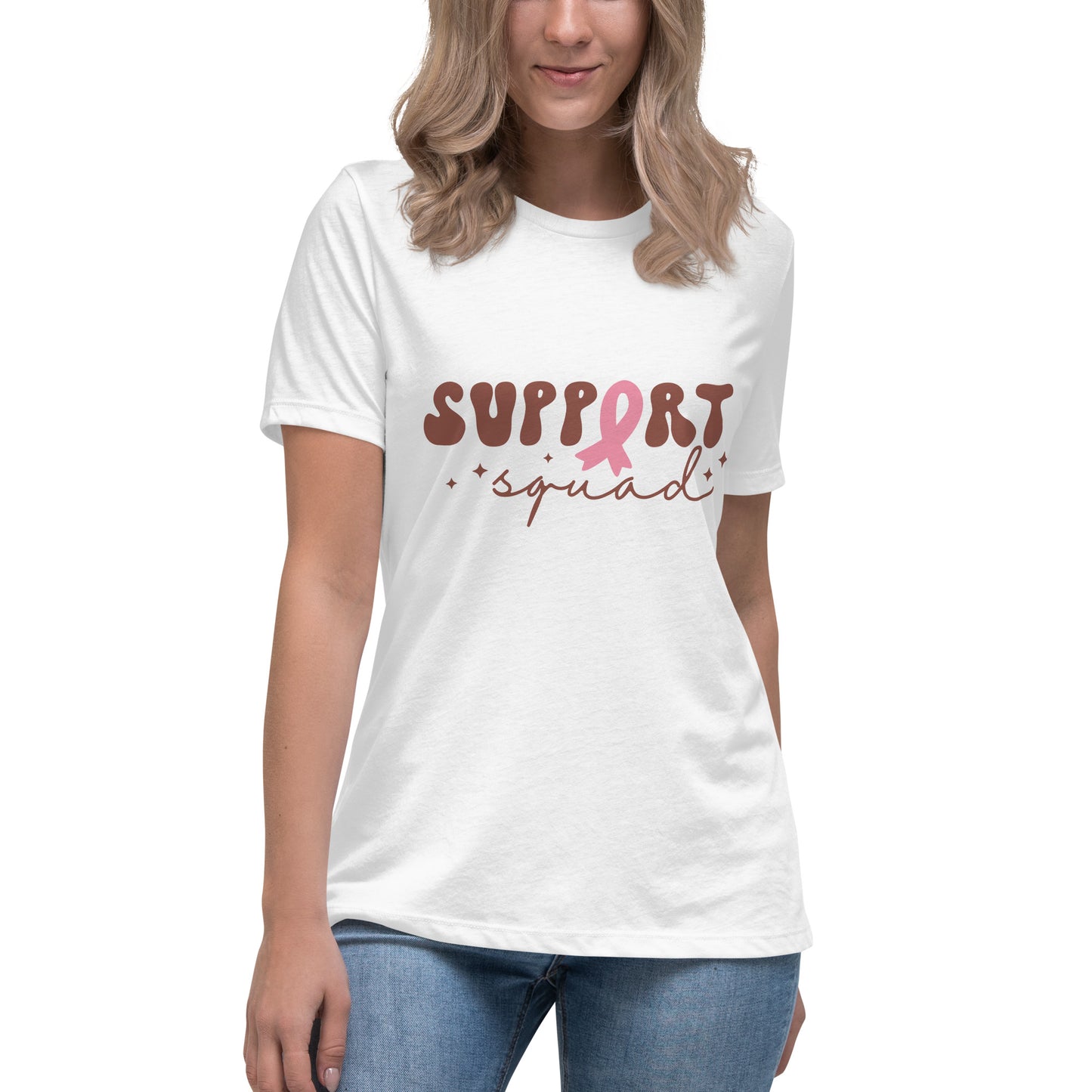 Support Squad Breast Cancer Awareness Women's Relaxed T-Shirt Tee Tshirt