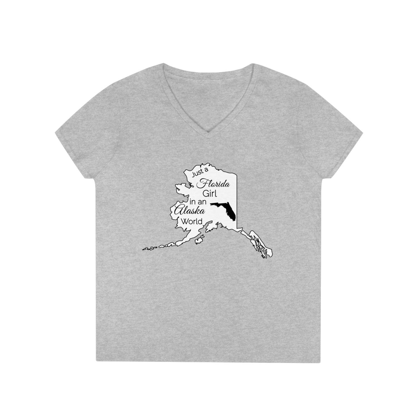 Just a Florida Girl in an Alaska World Ladies' V-Neck T-Shirt
