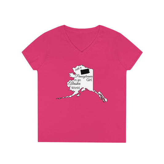 Just a Pennsylvania Girl in an Alaska World Ladies' V-Neck T-Shirt