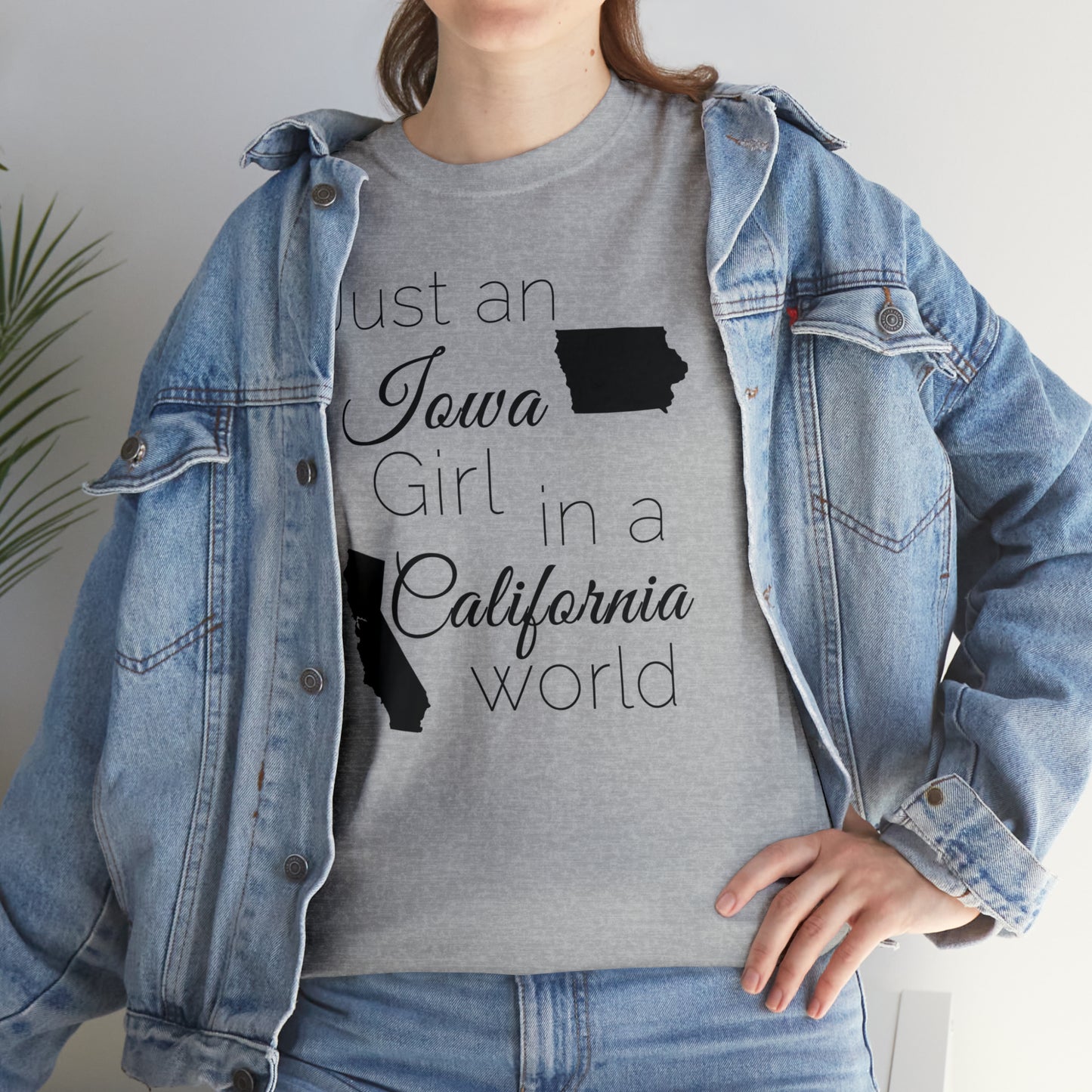 Just an Iowa Girl in a California World Unisex Heavy Cotton Tee