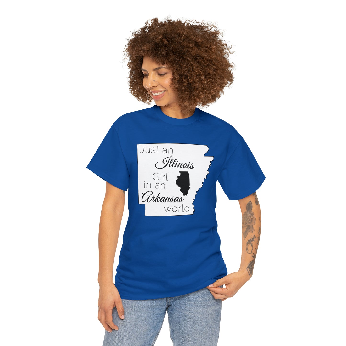 Just an Illinois Girl in an Arkansas World Unisex Heavy Cotton Tee