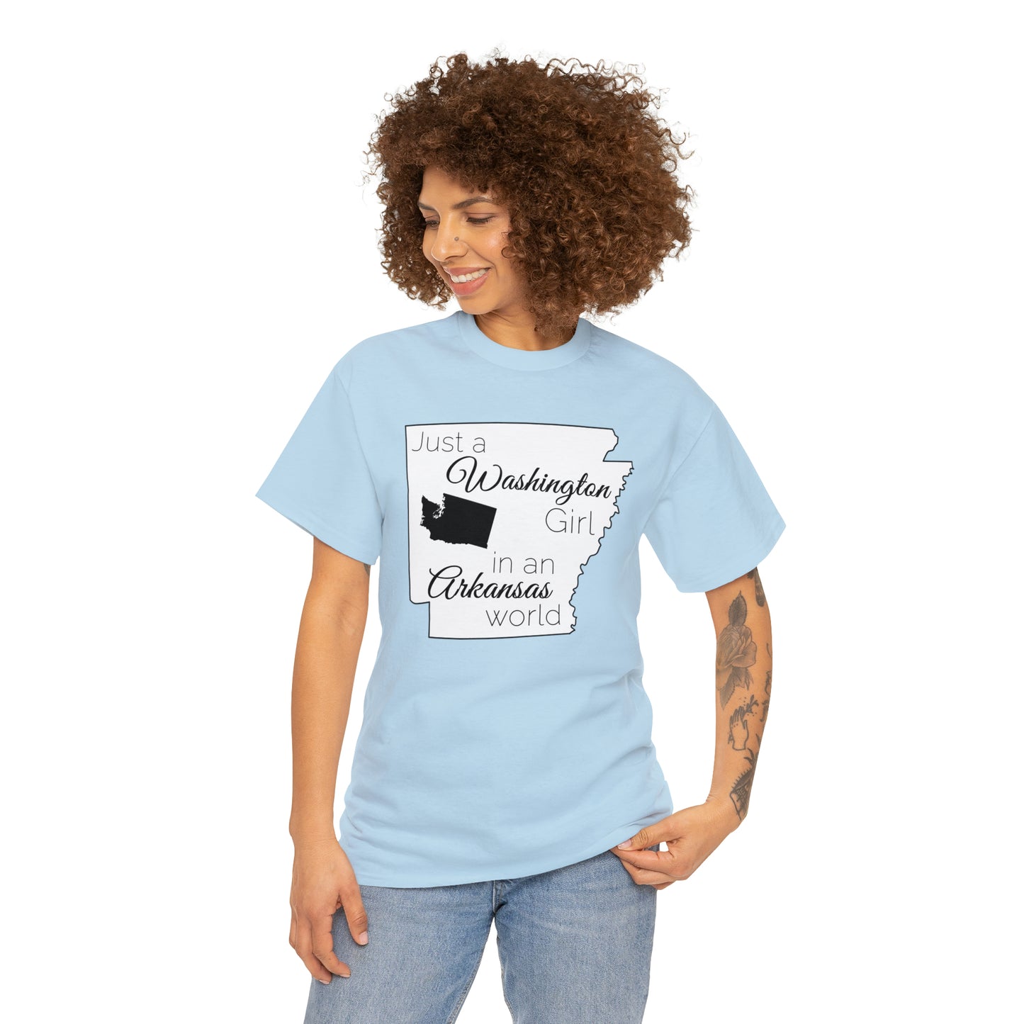 Just a Washington Girl in an Arkansas World Unisex Heavy Cotton Tee