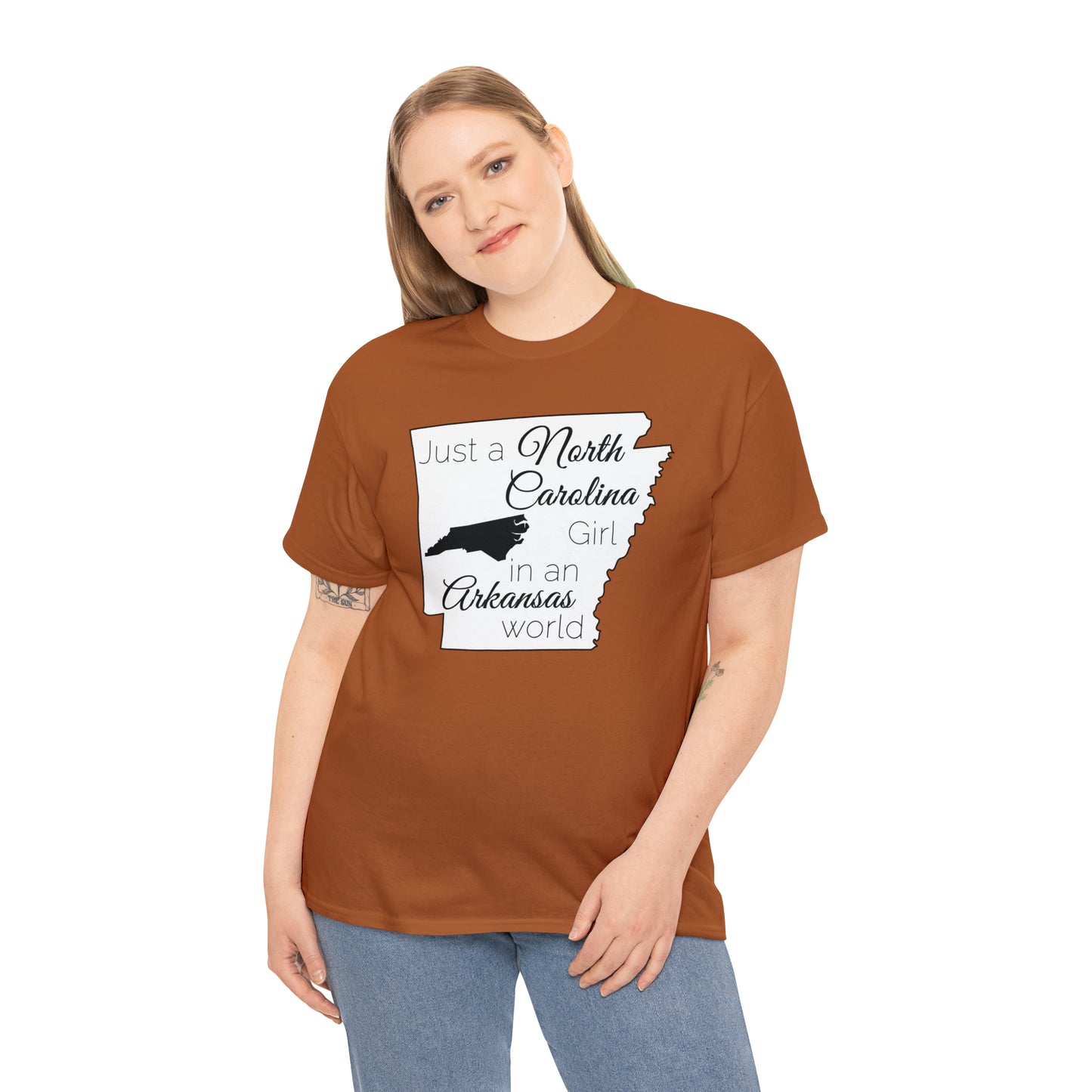 Just a North Carolina Girl in an Arkansas World Unisex Heavy Cotton Tee